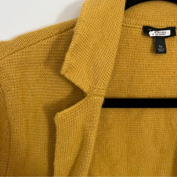 Talbots Wool Blend Open Front Mustard Pocketed Knit Coatigan - Picture 7 of 8